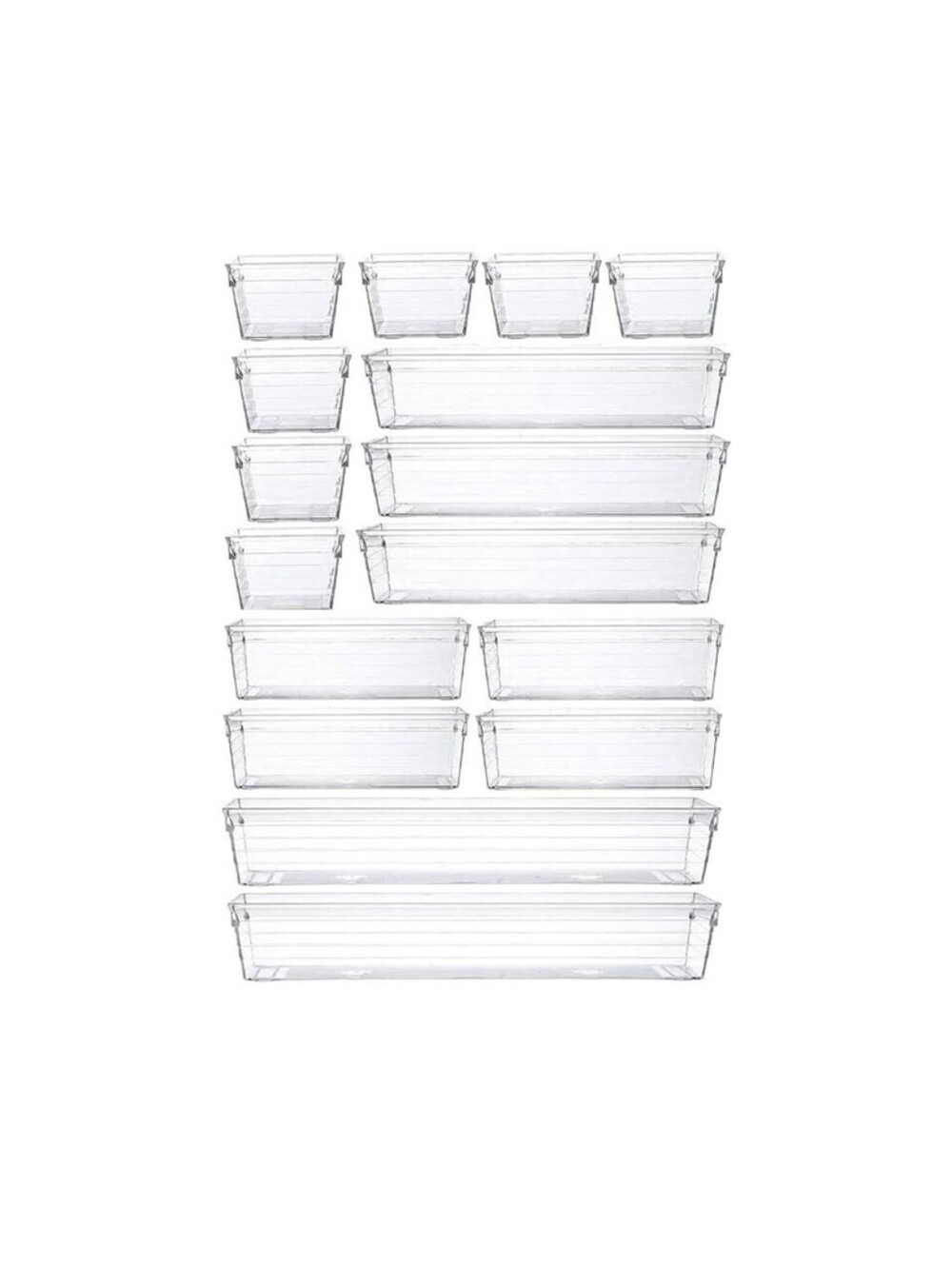 Grace Store 16 Piece Clear Plastic Drawer Organizer Trays *NEW AND IN BOX*